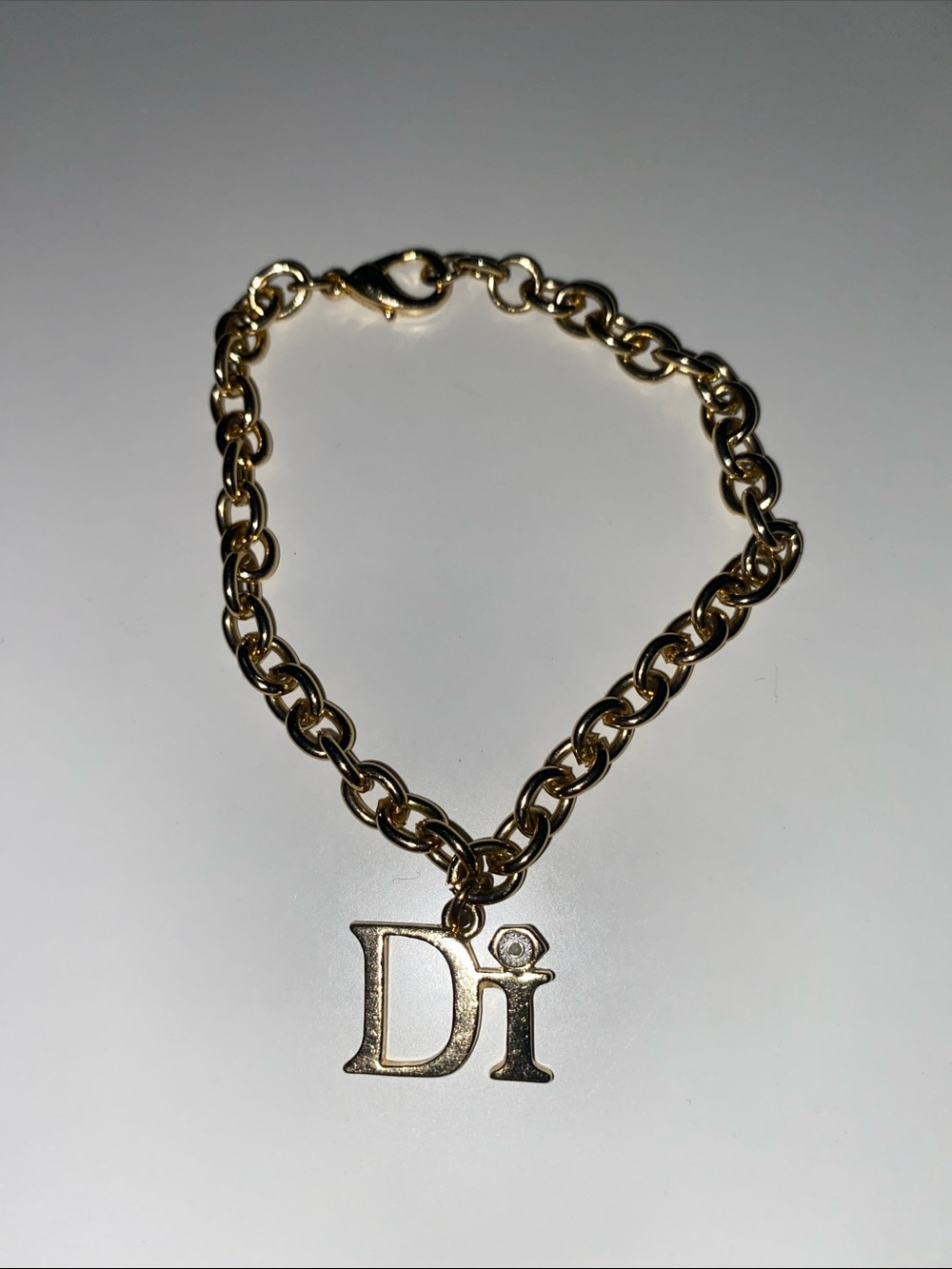 Vintage Name Charm Gold Bracelet for Di or Diana